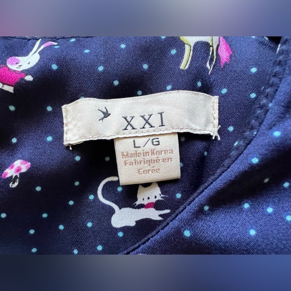 Vintage y2k forever 21 kawaii kidcore unicorn cat bunny mushroom pleated dress L - Picture 13 of 14